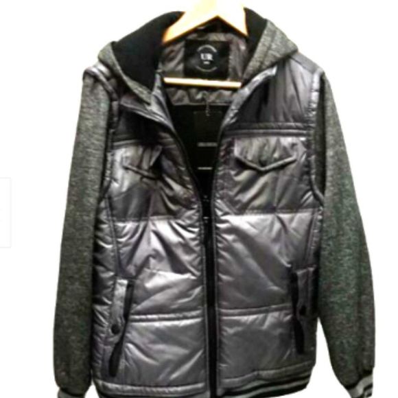 Urban Republic Boys Youth Puffer Vest Fleece Sleeve Gray Hoodie full Zip Sz Med - Picture 5 of 5